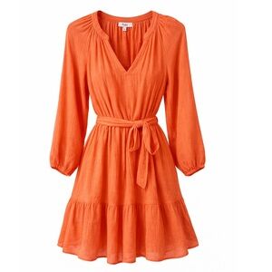 Rails Aureta Dress Womens Papaya Orange Gauze V
Neck Organic Cotton Size Med.